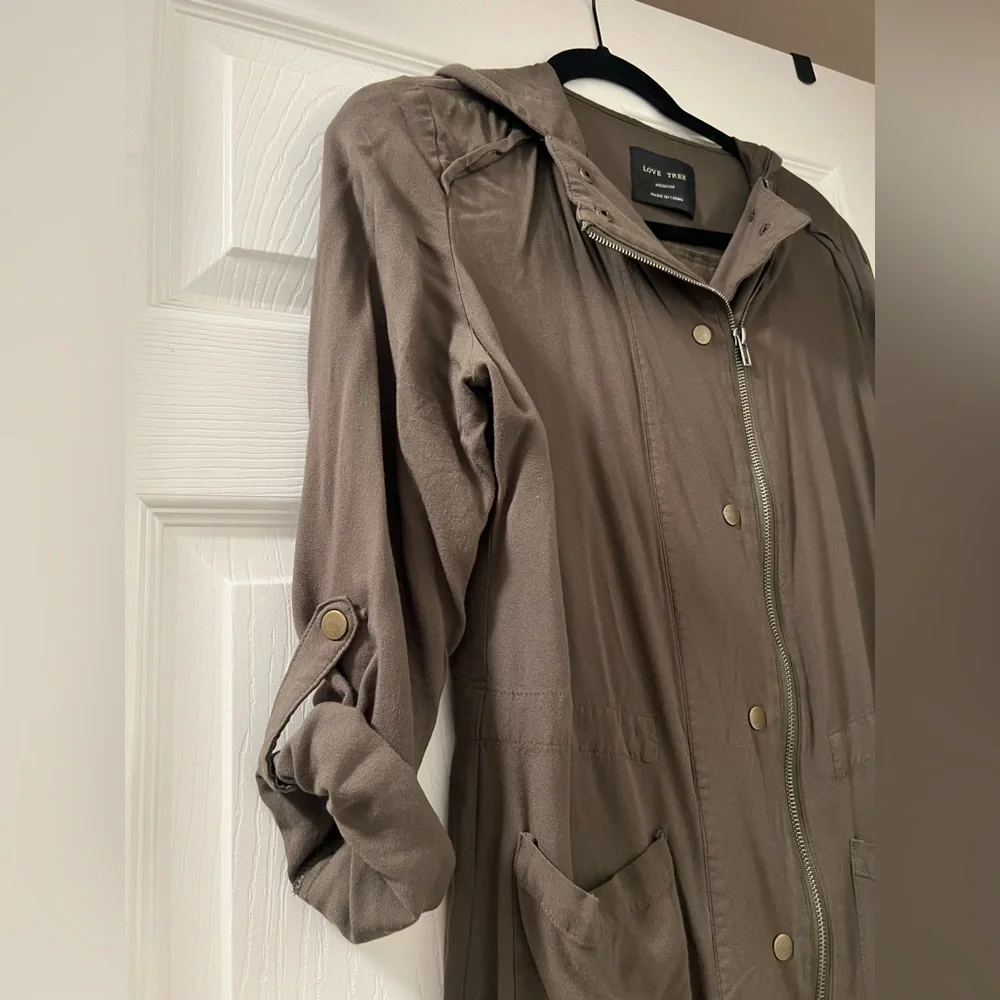 Love Tree Olive Hooded Utility Jacket - Picture 3 of 5